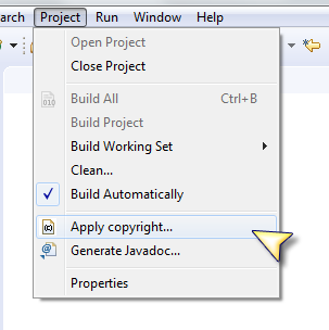 Apply copyright menu